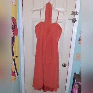Mori Lee By Madeline Gardner Dress Size 9/10 Orange Polyester *Special Ocassion*